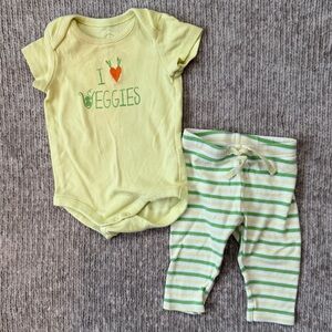 Gymboree Baby Veggie Bodysuit & Stripe Pants Set 3–6M Little Sprout Garden Farm